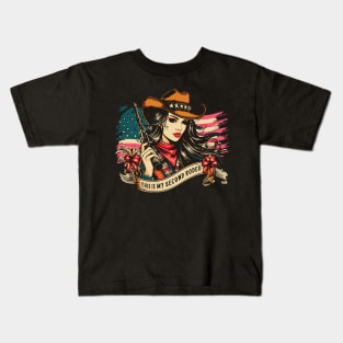 This Is My Second Rodeo // Vintage Cowgirl Design Kids T-Shirt